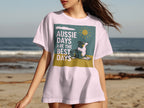 T-shirt with "Aussie Days Are The Best Days" and a dog drawing.