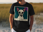 Black t-shirt with a graphic of a chihuahua and the text "ENDLESS HUNGER".