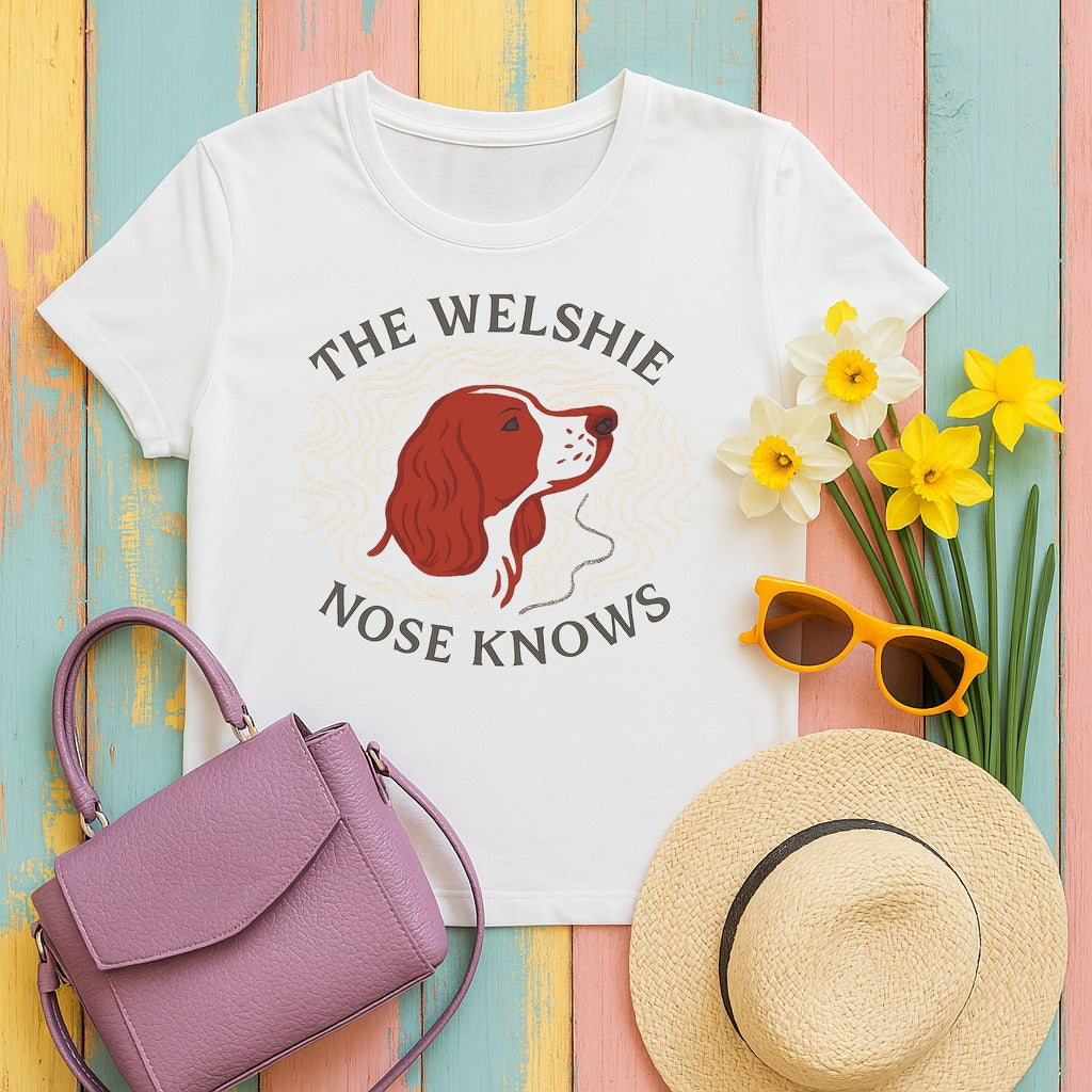 Welsh Springer Spaniel The Nose Knows T-shirt in White
