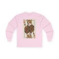 Corgi Queen Playing Card Long Sleeve Tee in Light Pink