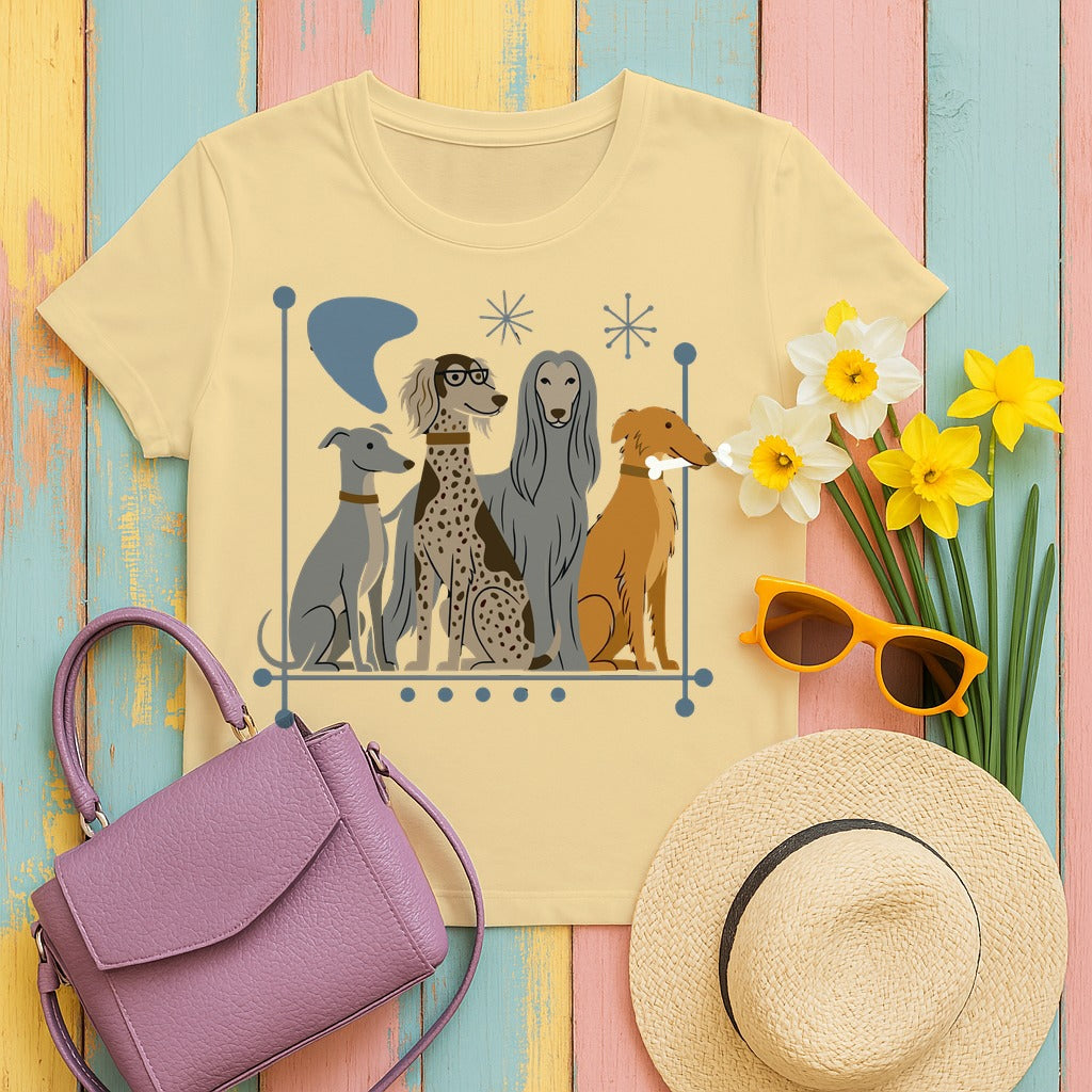 Atomic Sight Hounds Mid-Century Modern T-Shirt in Yellow Haze