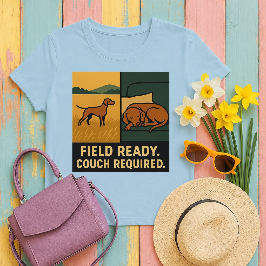 Vizsla Field Ready Couch Required Tee in Light Blue