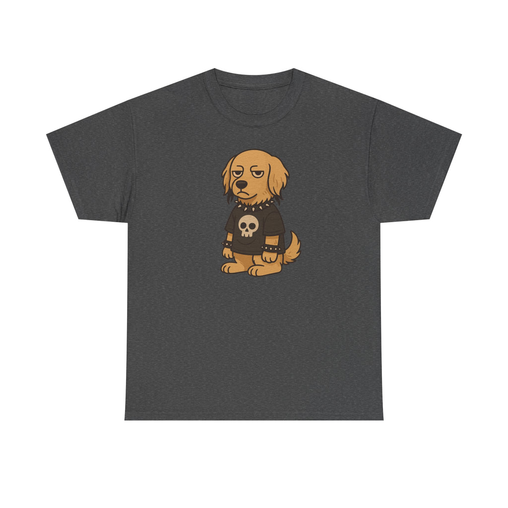 Goth Punk Golden Retriever In Skull Shirt T-Shirt
