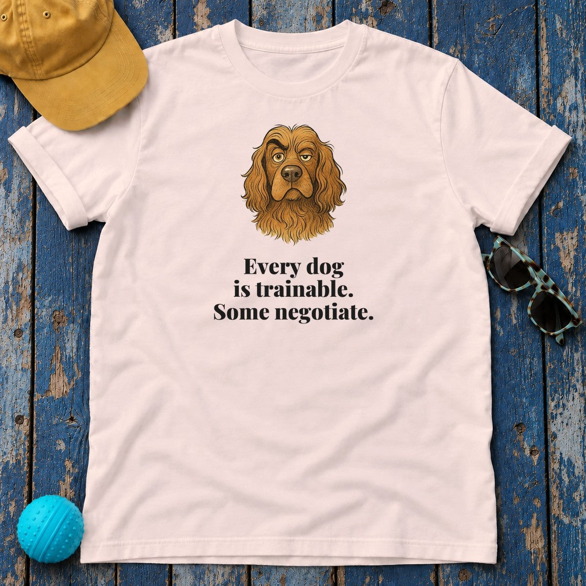 Sussex Spaniel Some Negotiate Tee in Soft Pink
