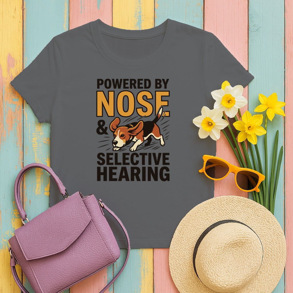 Powered By Nose & Selective Hearing Beagle T-Shirt in Graphite Heather