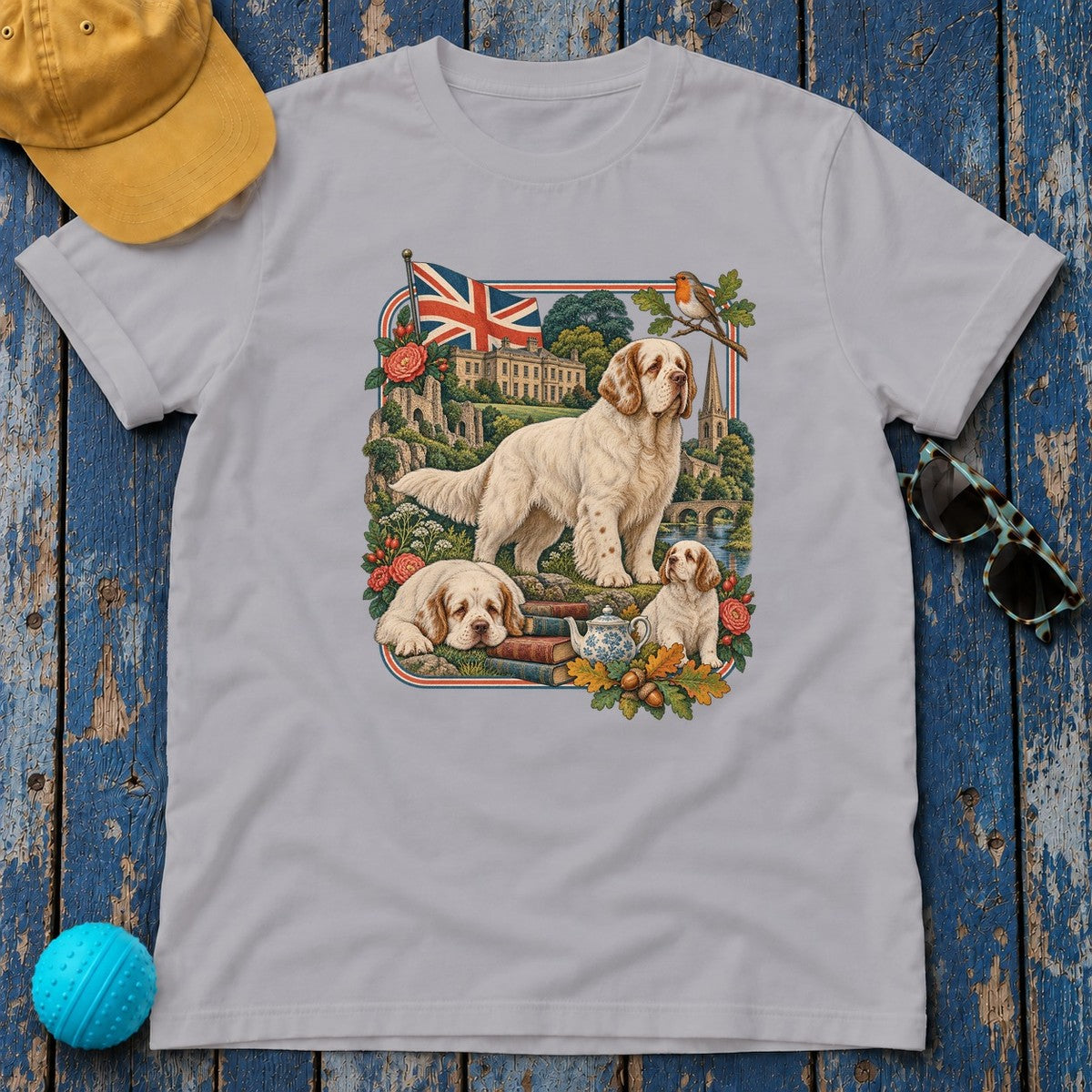 Clumber Spaniel England Heritage T-Shirt in Athletic Heather