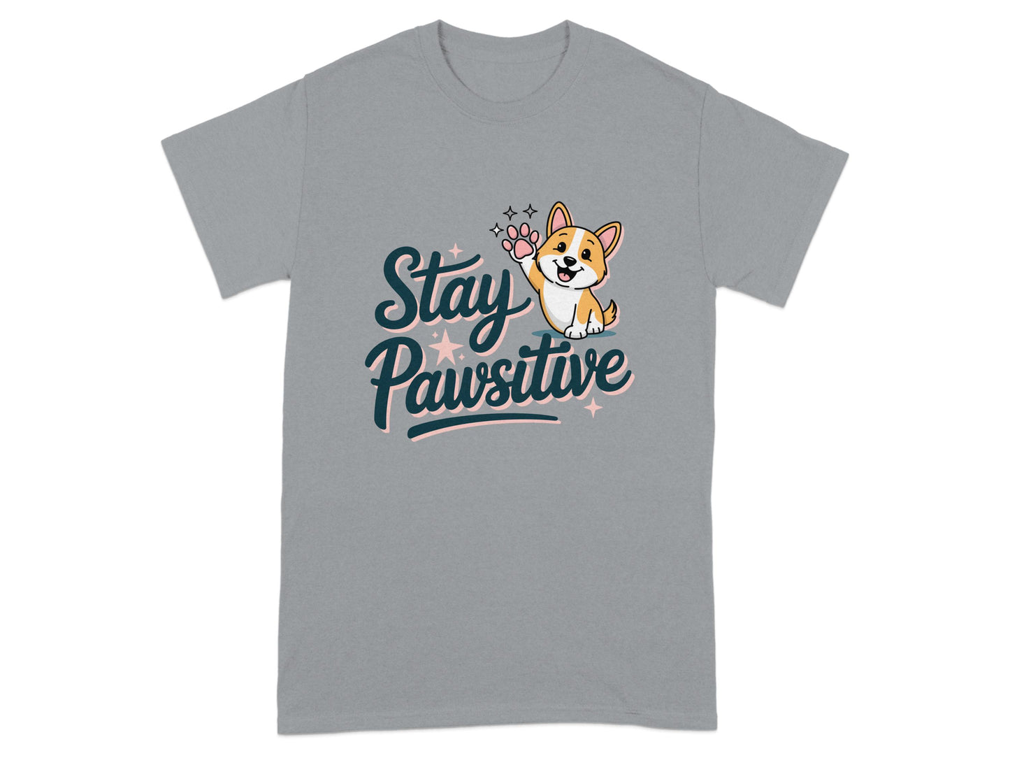 Stay Pawsitive Cute Cartoon Dog Graphic T-Shirt product
