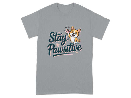 Stay Pawsitive Cute Cartoon Dog Graphic T-Shirt product