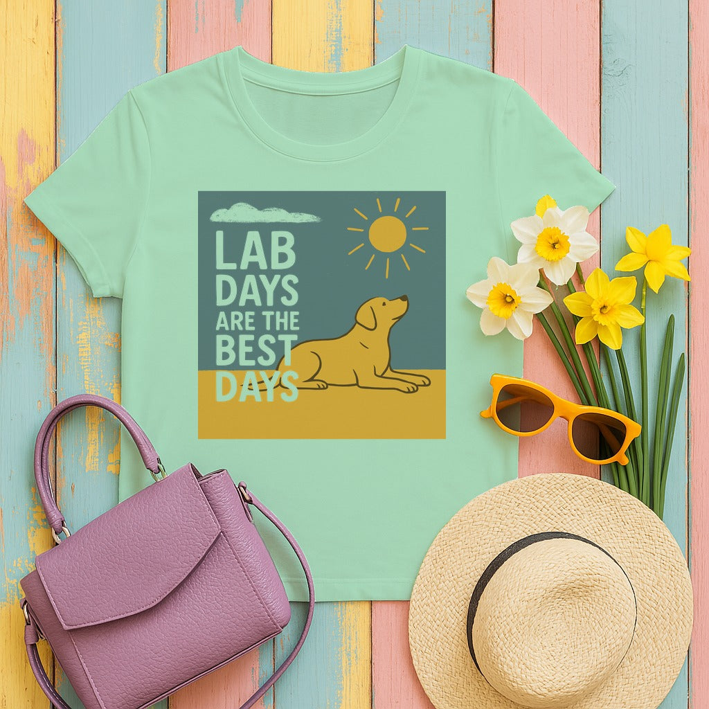 Happy Yellow Lab Days Illustrated T-Shirt in Mint Green