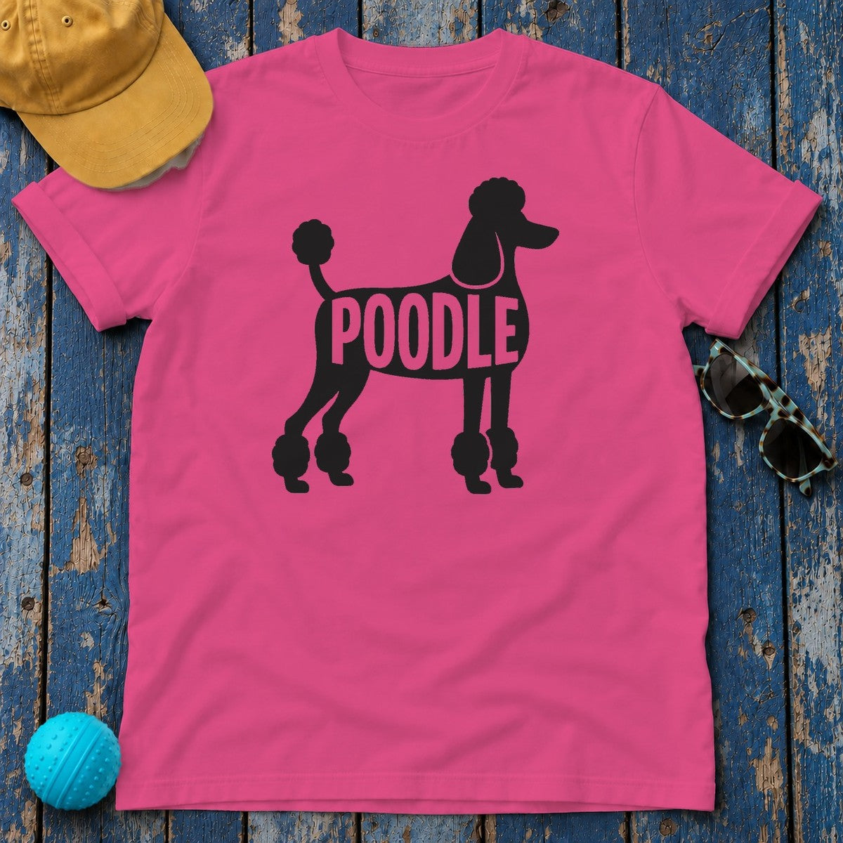 Elegant Poodle Silhouette T-Shirt in Heliconia
