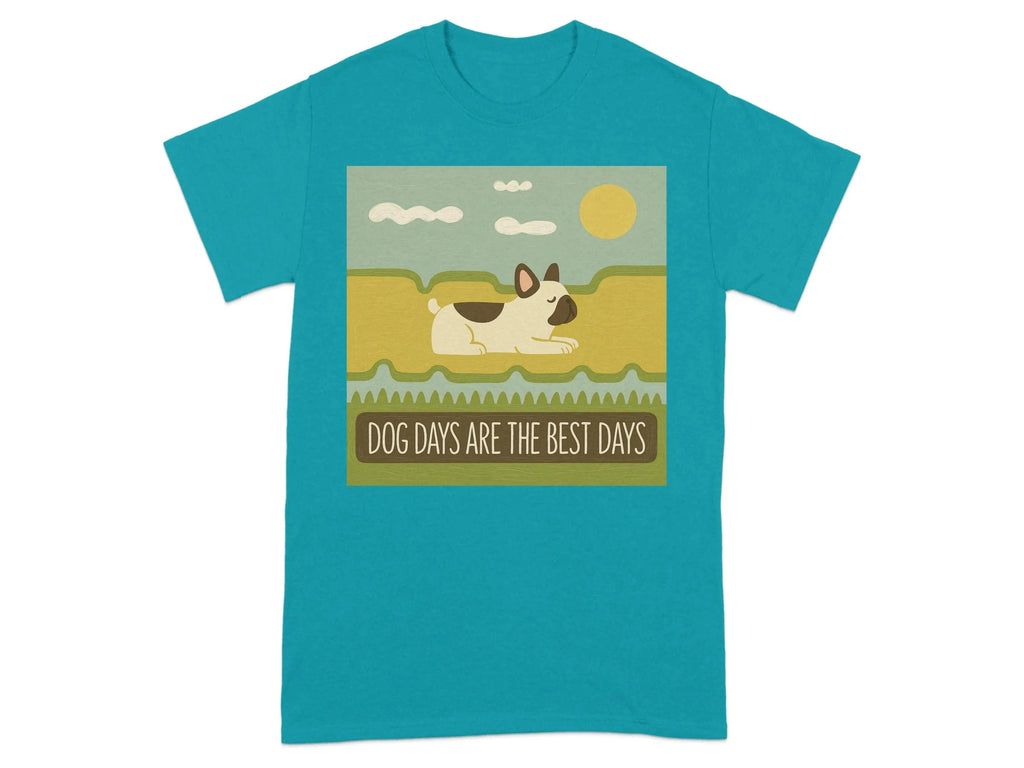 Dog Days Are The Best Days French Bulldog T-Shirt Tropical Blue T-shirt