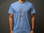 Light blue t-shirt with "Chaos Dog Club" text and a pointer dog graphic.