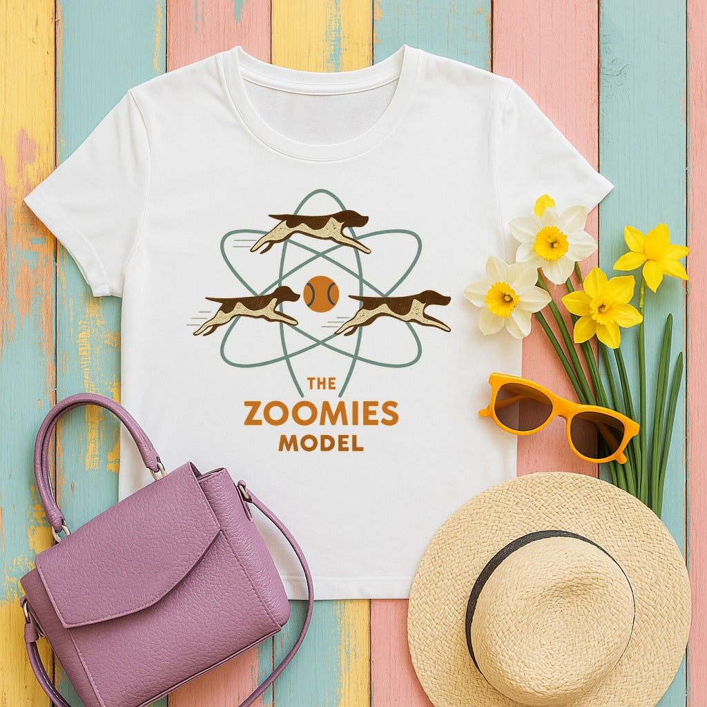 German Shorthaired Pointer Zoomies Atomic Model T-shirt in White