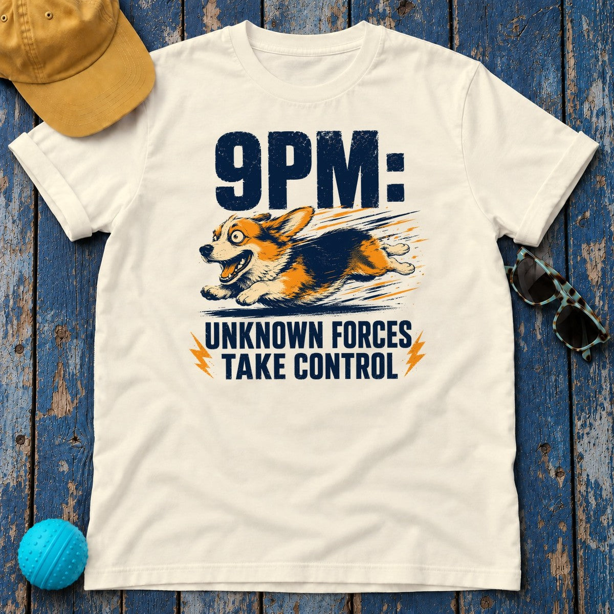 9PM Corgi Zoomies  T-Shirt in Natural