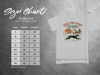 Gildan 5000 heavy cotton t-shirt size chart with Greyhound graphic.