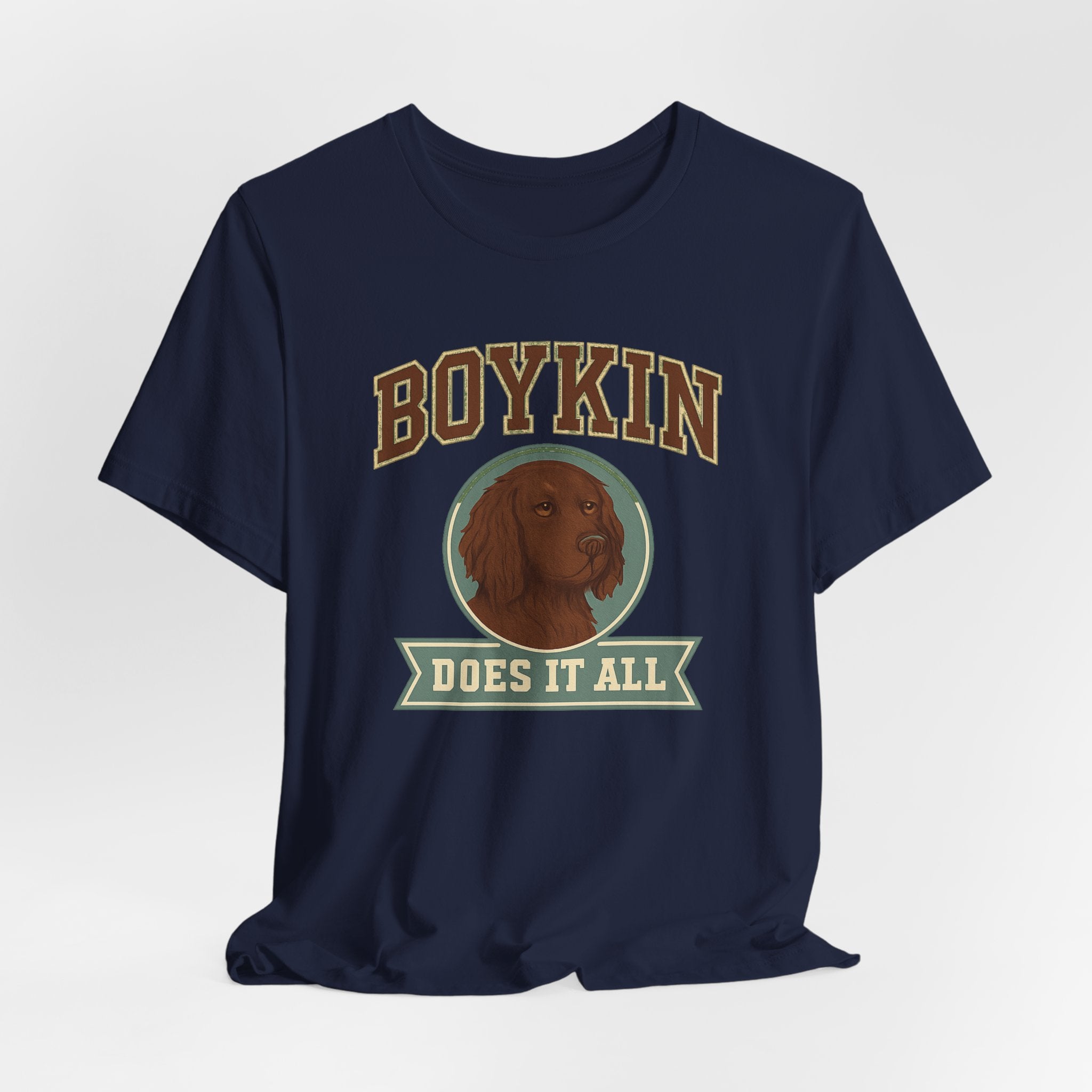 Boykin Spaniel Does It All Varsity Tee