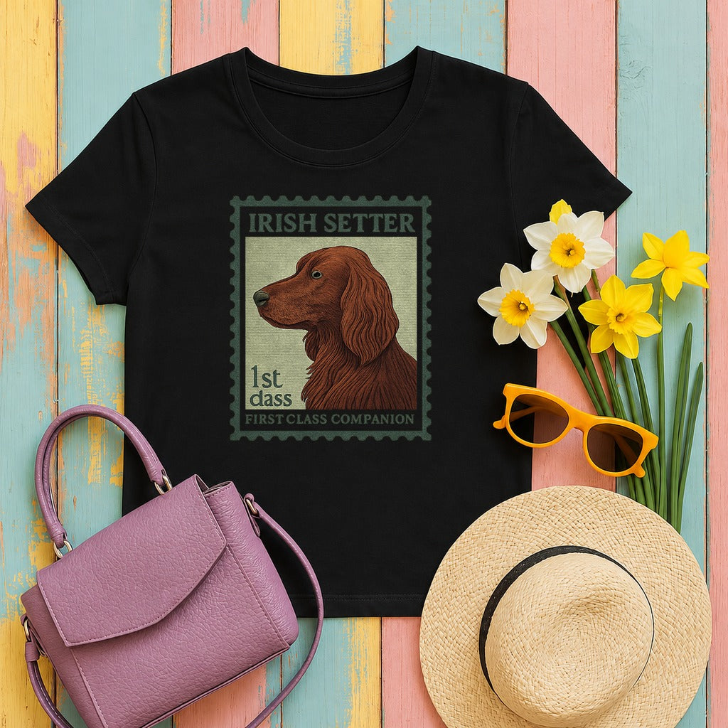 Irish Setter First Class Stamp T-shirt in Black