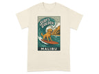Surf's Golden Malibu Graphic T-Shirt Surfer Dog Design