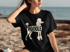 Black t-shirt with white poodle graphic and the word "POODLE".