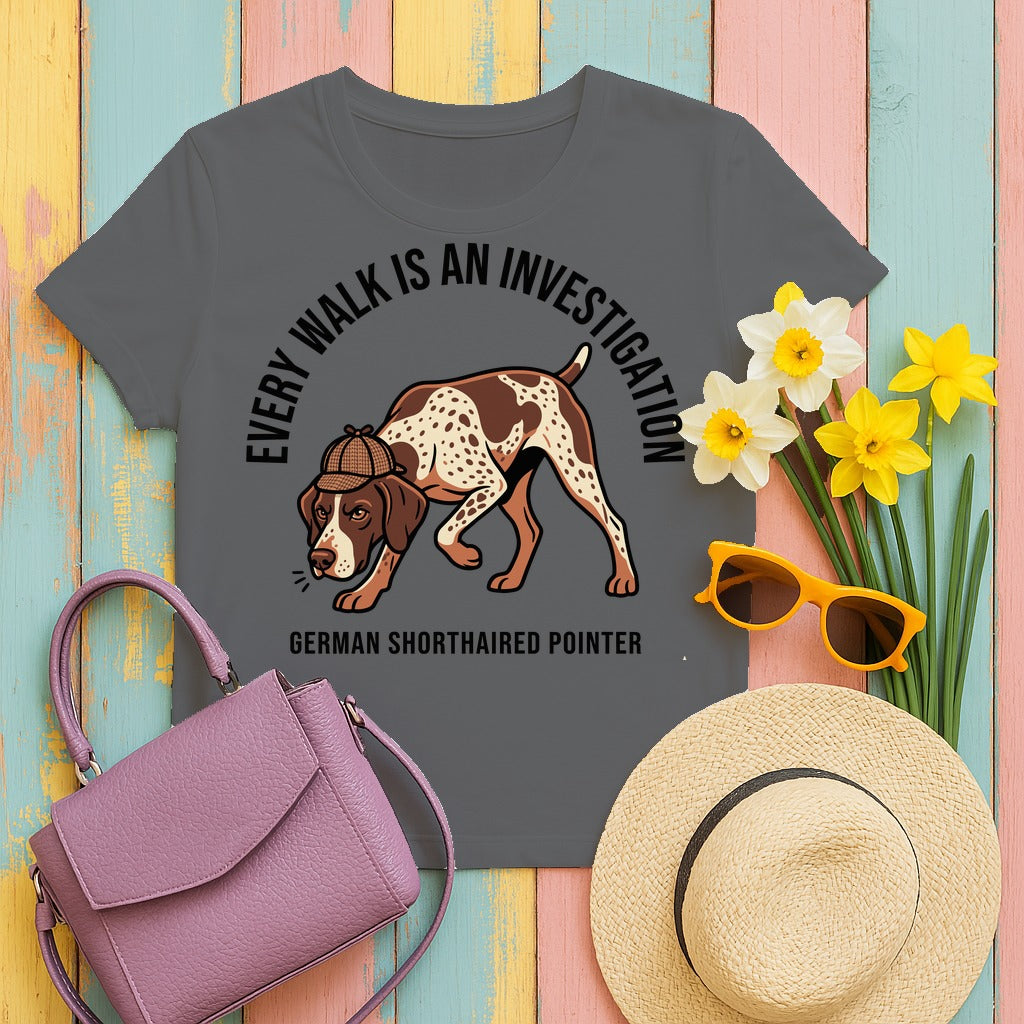 German Shorthaired Pointer Detective T-Shirt in Graphite Heather