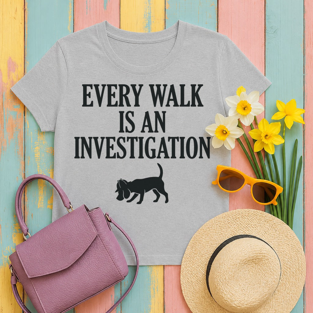 Every Walk An Investigation Beagle Tee in Sport Grey