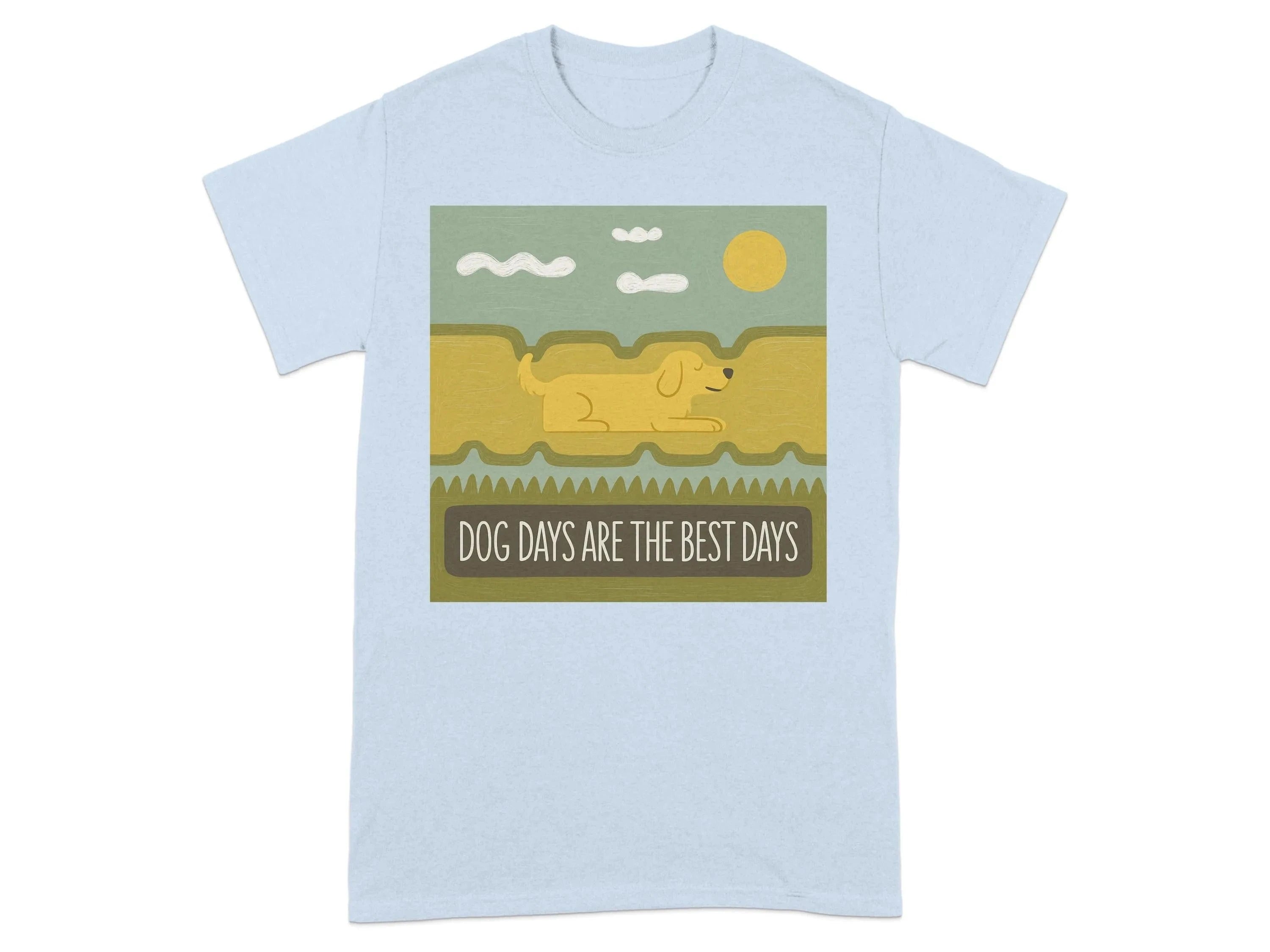 Dog Days Are the Best Days Golden Retriever T-Shirt Light Blue T-shirt