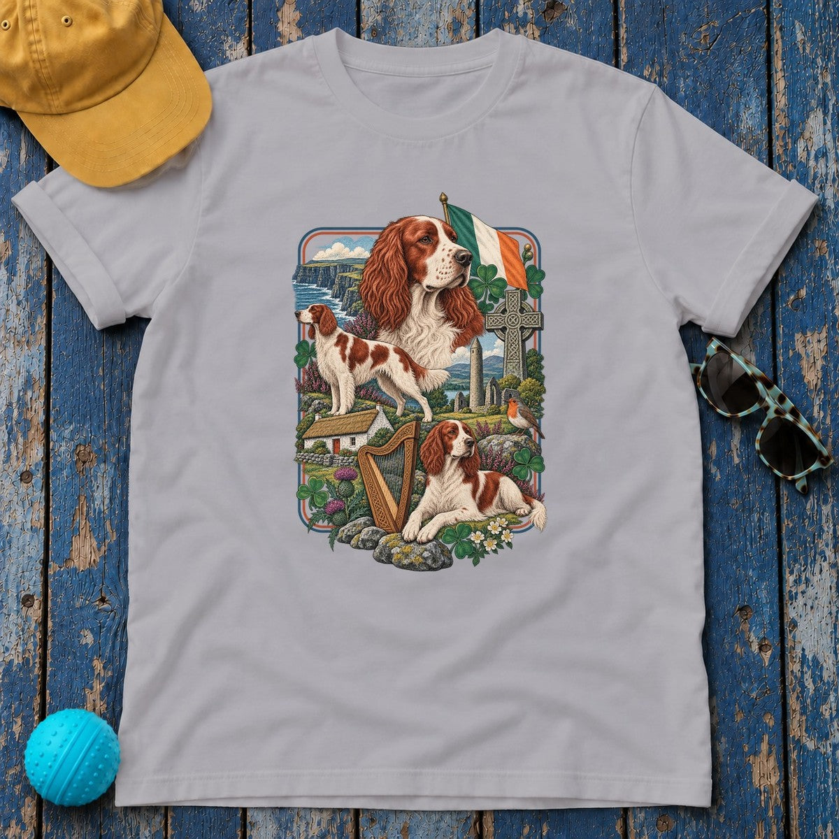 Irish Red and White Setter Ireland Heritage T-Shirt in Athletic Heather