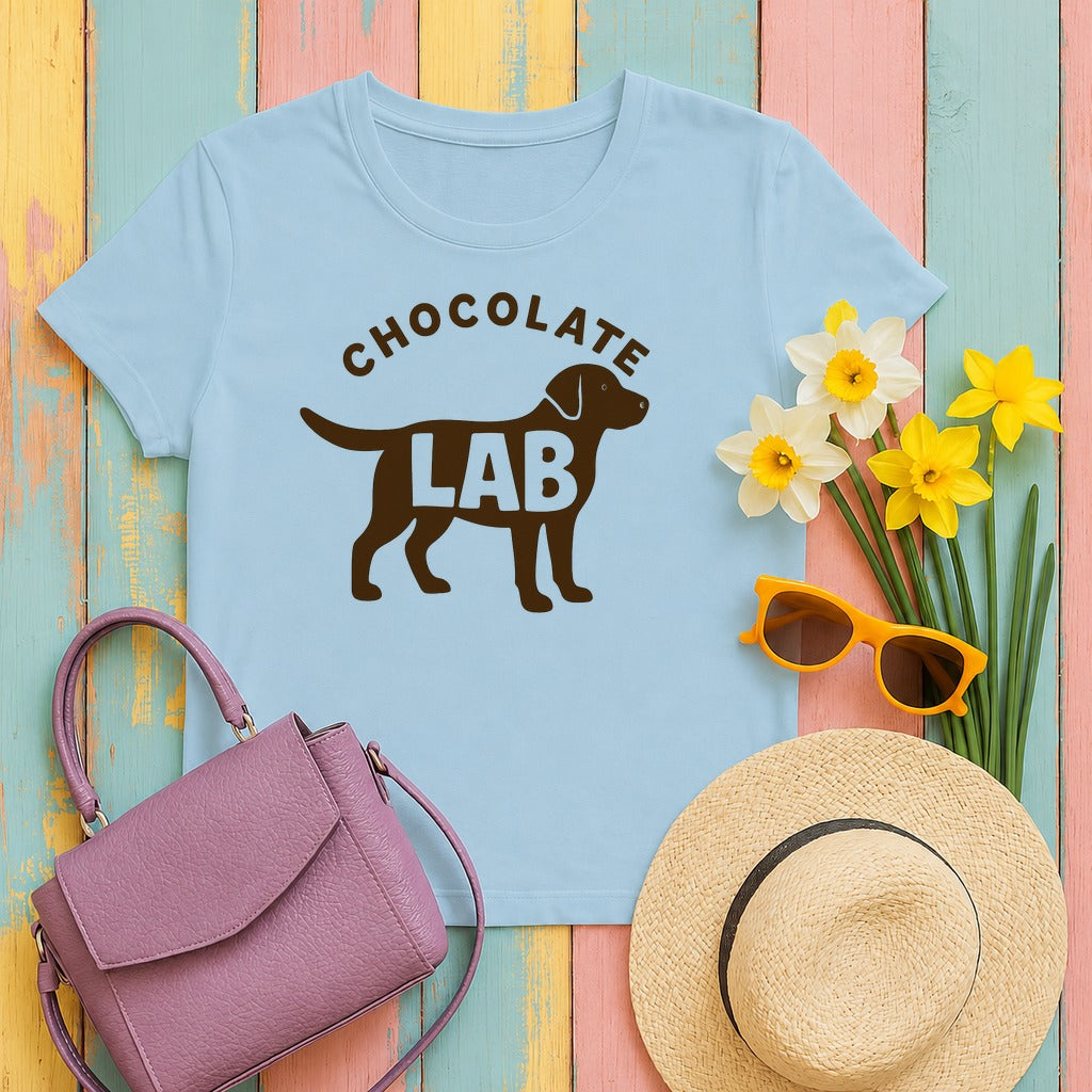 Chocolate Lab Silhouette T-shirt in Light Blue