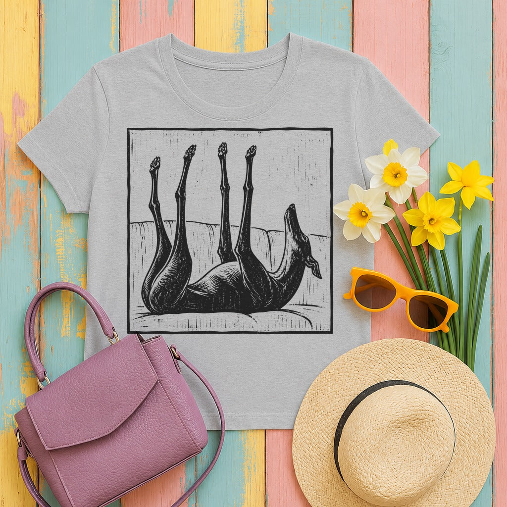 Upside Down Sleeping Greyhound T-Shirt in Sport Grey