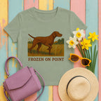 vizsla frozen on point tee flat lay hero