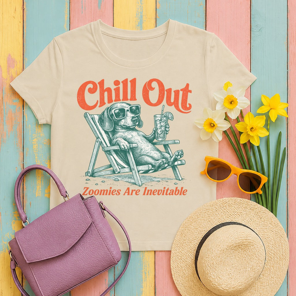 Chill Out Dachshund Lounge T-Shirt in Sand