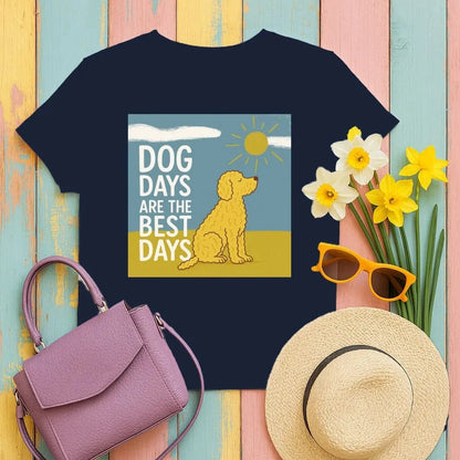 Dog Days Are The Best Days Golden Doodle Sun T-Shirt Navy T-shirt