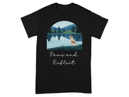 Dog At Lake Nature Outdoors Landscape Scenic Art T-Shirt T-shirt