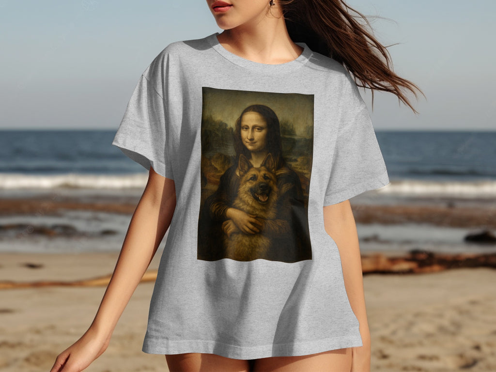 Mona Lisa with German Shepherd T-Shirt