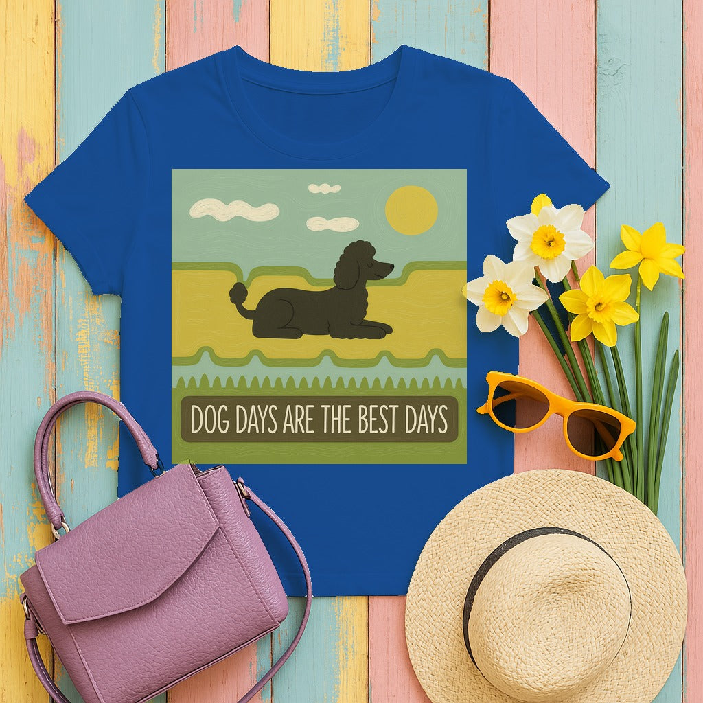 Dog Days Are the Best Days Poodle T-Shirt in Royal
