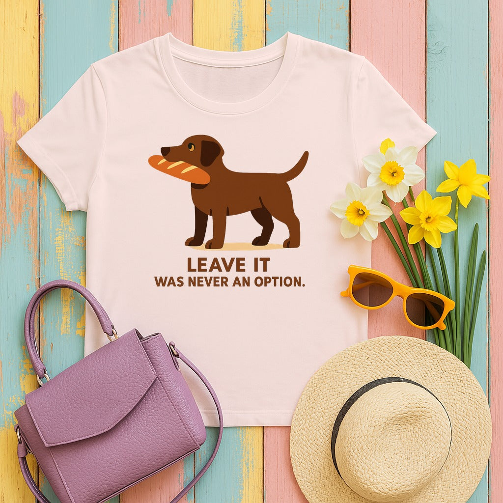 Chocolate Lab Leave It Tee in Soft Pink