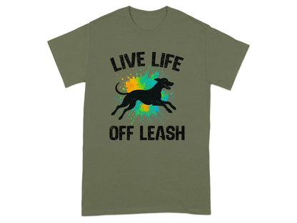 Live Life Off Leash Running Dog Silhouette Graphic T-Shirt T-shirt