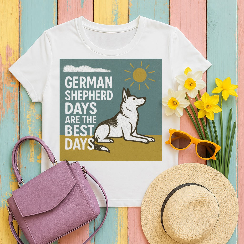 German Shepherd Best Days T-Shirt in White