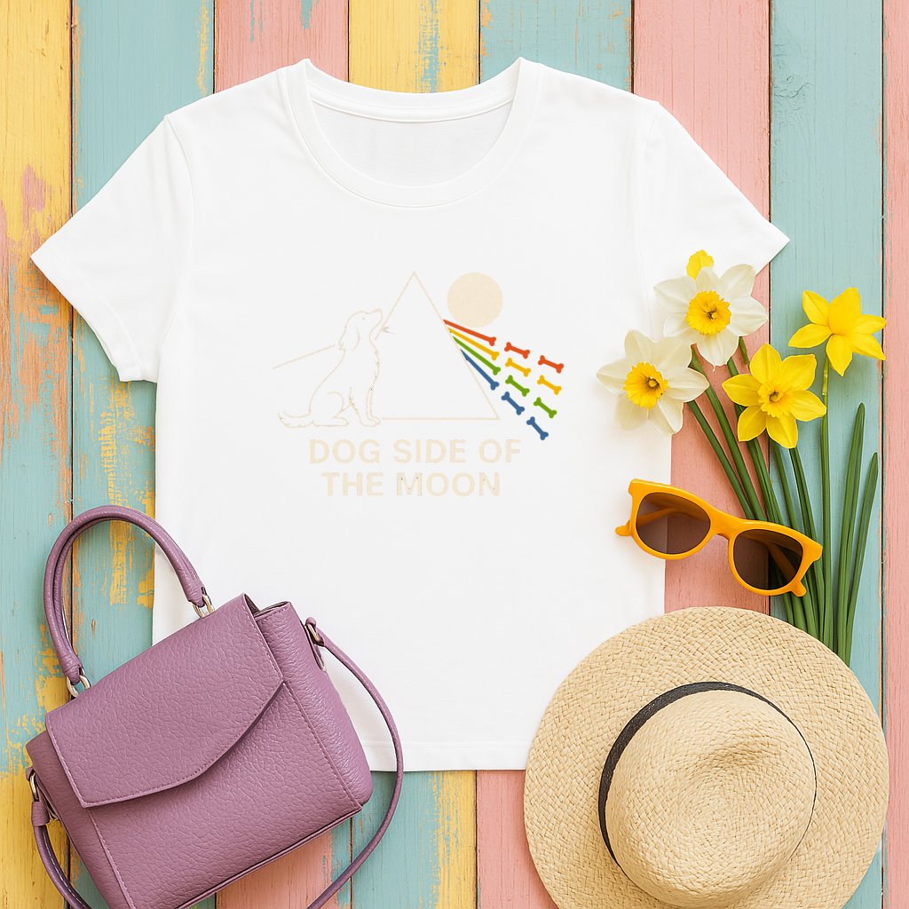 Colorful Graphic Dog Side of The Moon Shirt product type