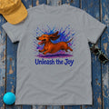Unleash the Joy Dachshund Art T-Shirt in Gravel
