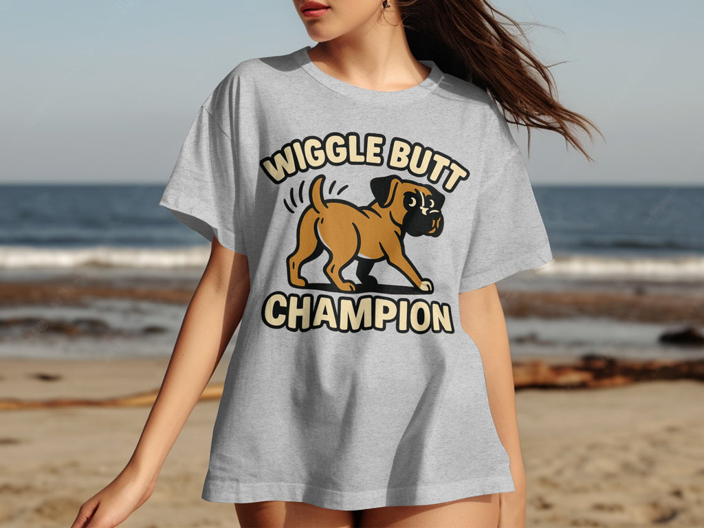 Wiggle Butt Champion Boxer Dog Graphic T-shirt
