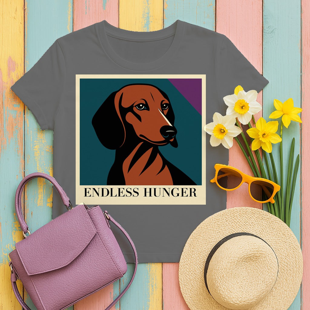 Endless Hunger Dachshund Art T-Shirt in Tweed