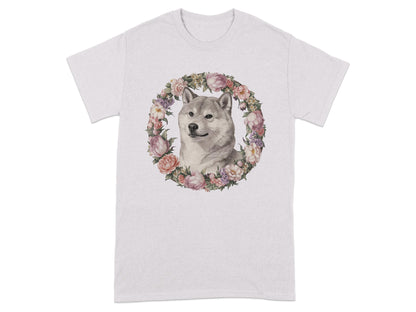 Stunning Floral Dog Print Graphic Tee shirt product type