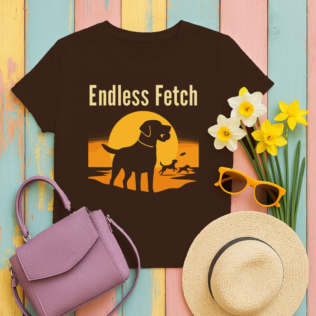 Endless Fetch with Labs Sunset Scene T-Shirt in Dark Chocolate