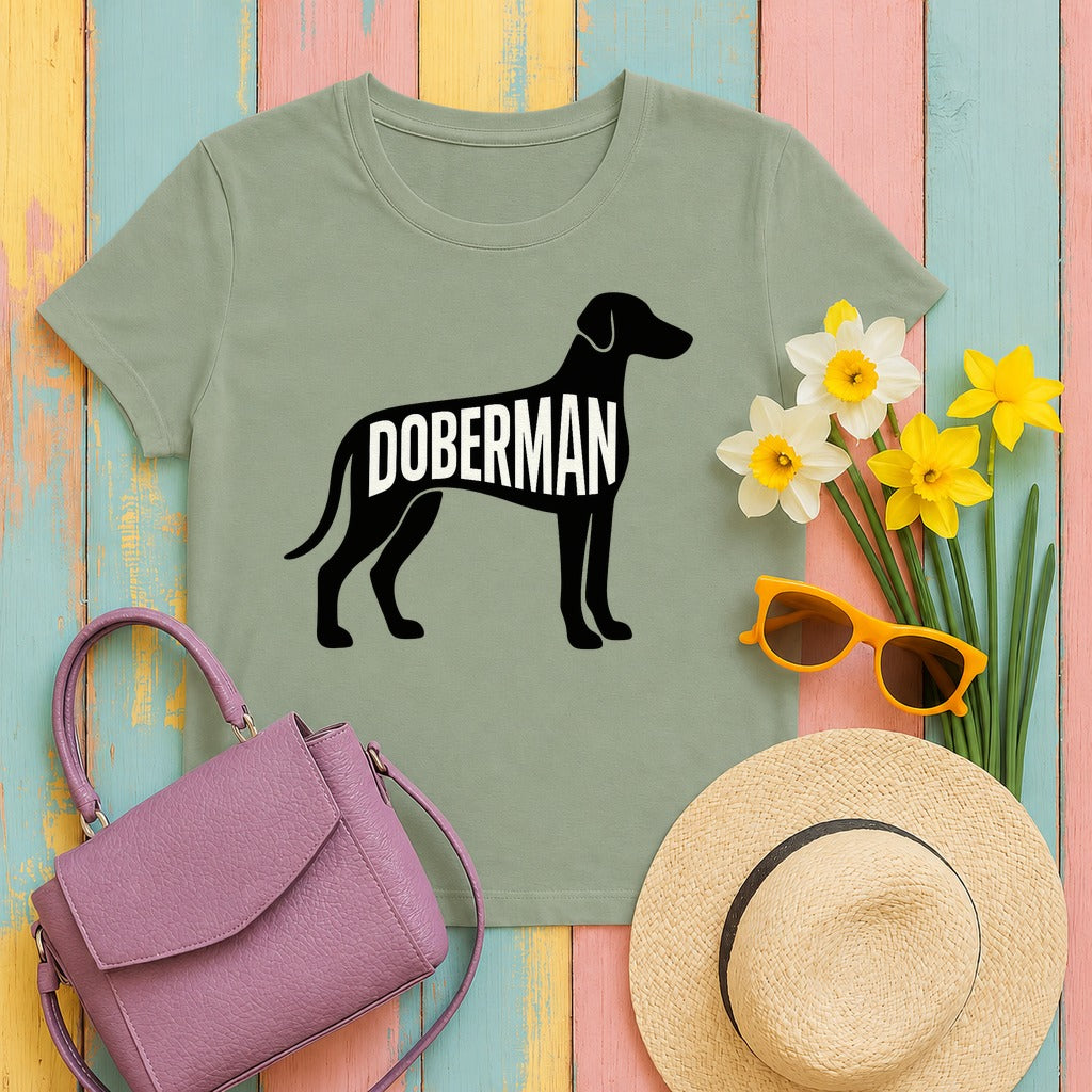Doberman Silhouette Tee in Sage