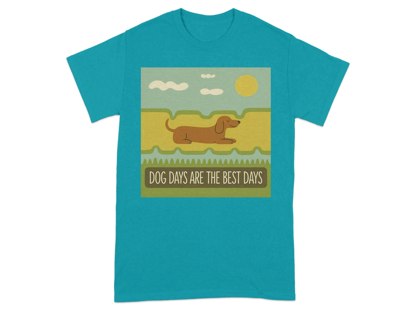 Dog Days Are The Best Days Dachshund T-Shirt Tropical Blue T-shirt