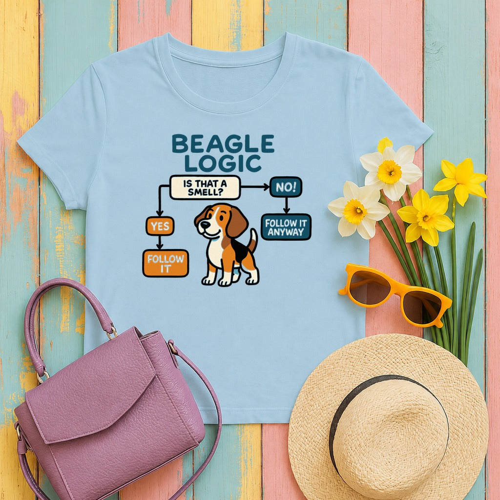 The Beagle Logic Flowchart T-Shirt in Light Blue