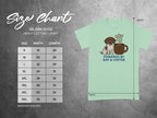 Gildan 5000 size chart for t-shirts, with t-shirt graphic.
