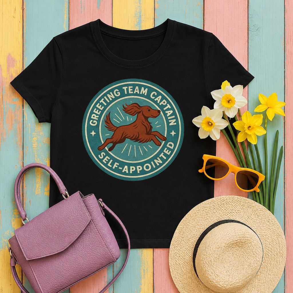 Irish Setter Greeting Team Captain T-shirt in Black