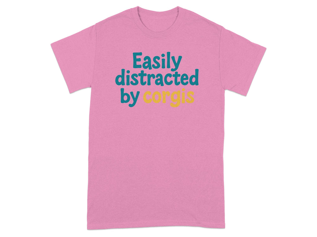 Easily Distracted by Corgis Pink Graphic T-Shirt